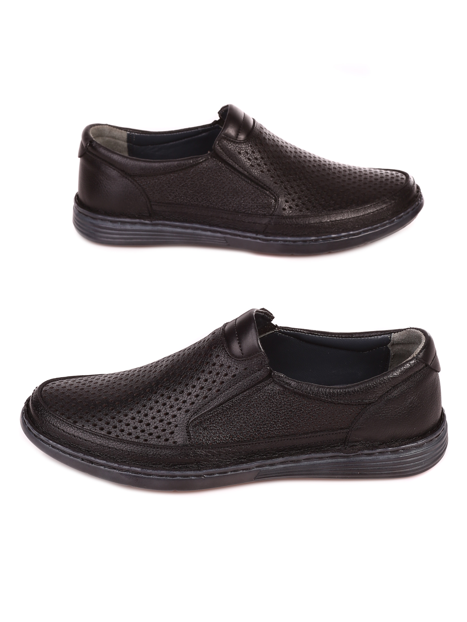 Ежедневни мъжки обувки от естествена кожа в черно 7AT-23314 black