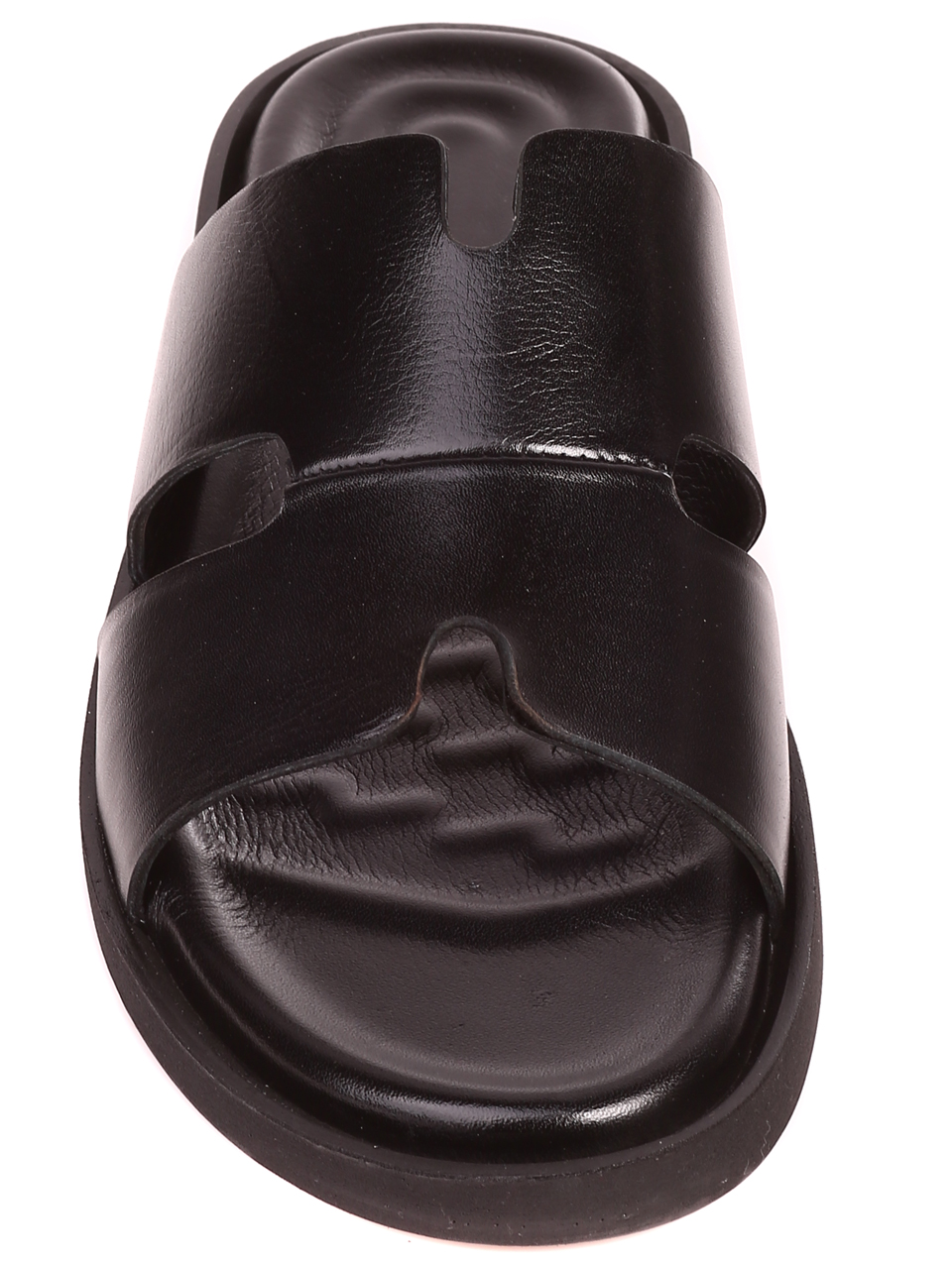 Ежедневни мъжки чехли от естествена кожа в черно 8AT-23319 black