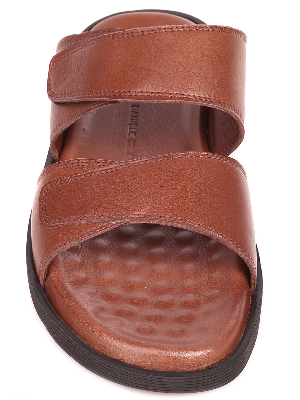 Ежедневни мъжки чехли от естествена кожа в кафяво 8AT-23320 lt.brown