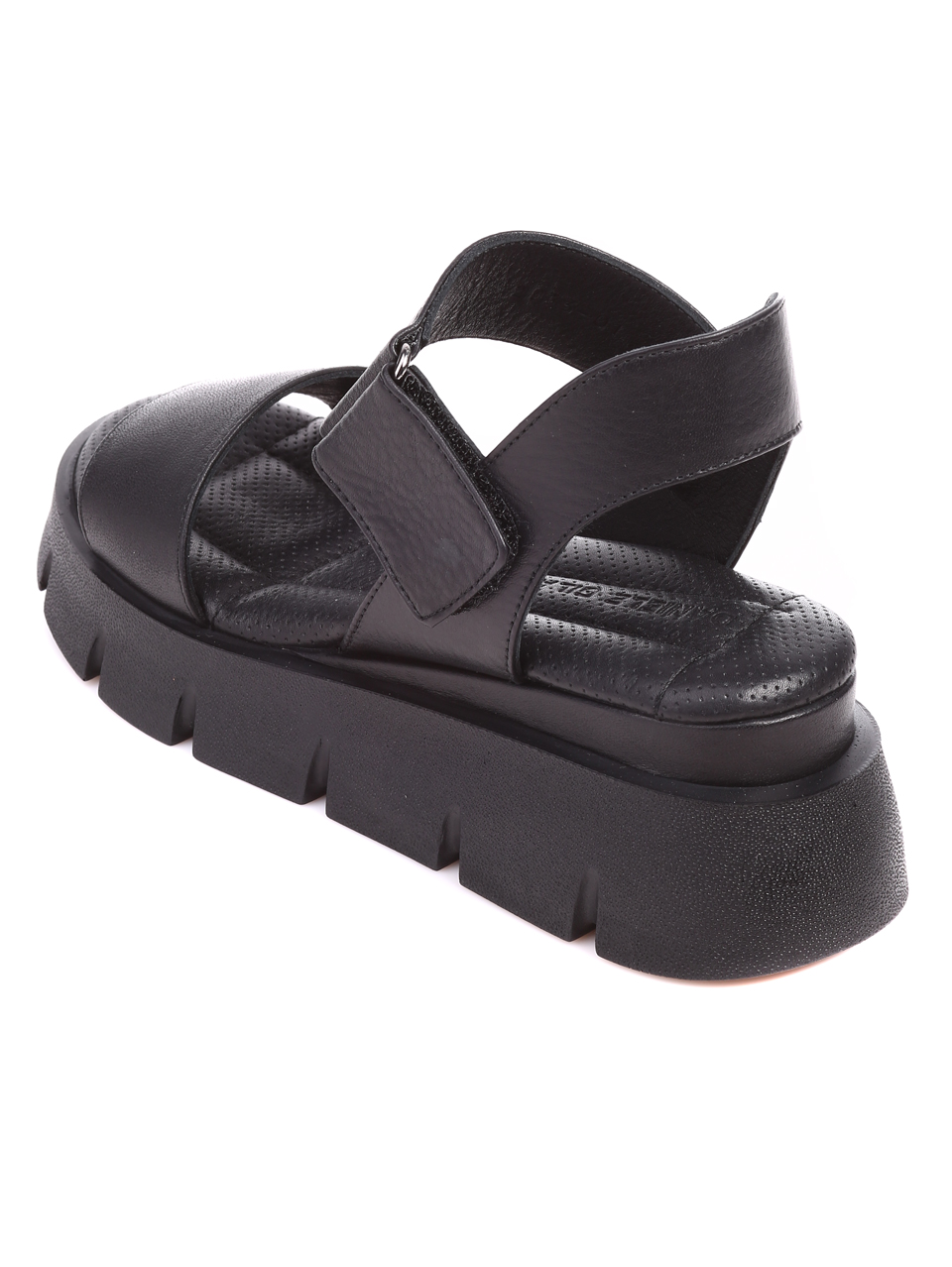 Ежедневни дамски комфортни сандали на платофрма от естествена кожа 4AT-23327 black (22345)