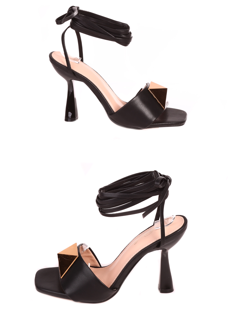 Елегантни дамски сандали с връзки в черно 4M-23024 black