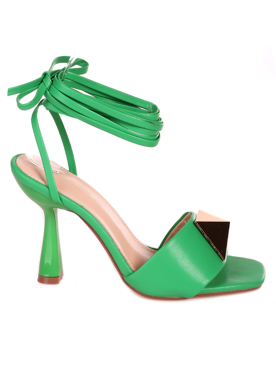Елегантни дамски сандали с връзки в зелено 4M-23024 green