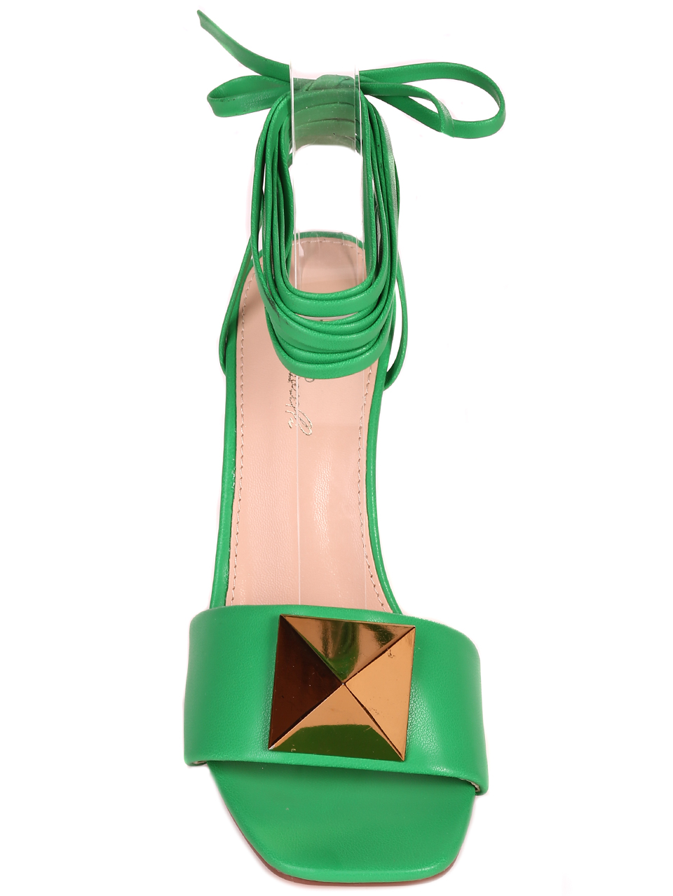 Елегантни дамски сандали с връзки в зелено 4M-23024 green