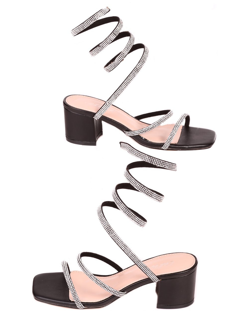 Елегантни дамски сандали на ток в черно 4M-23111 black