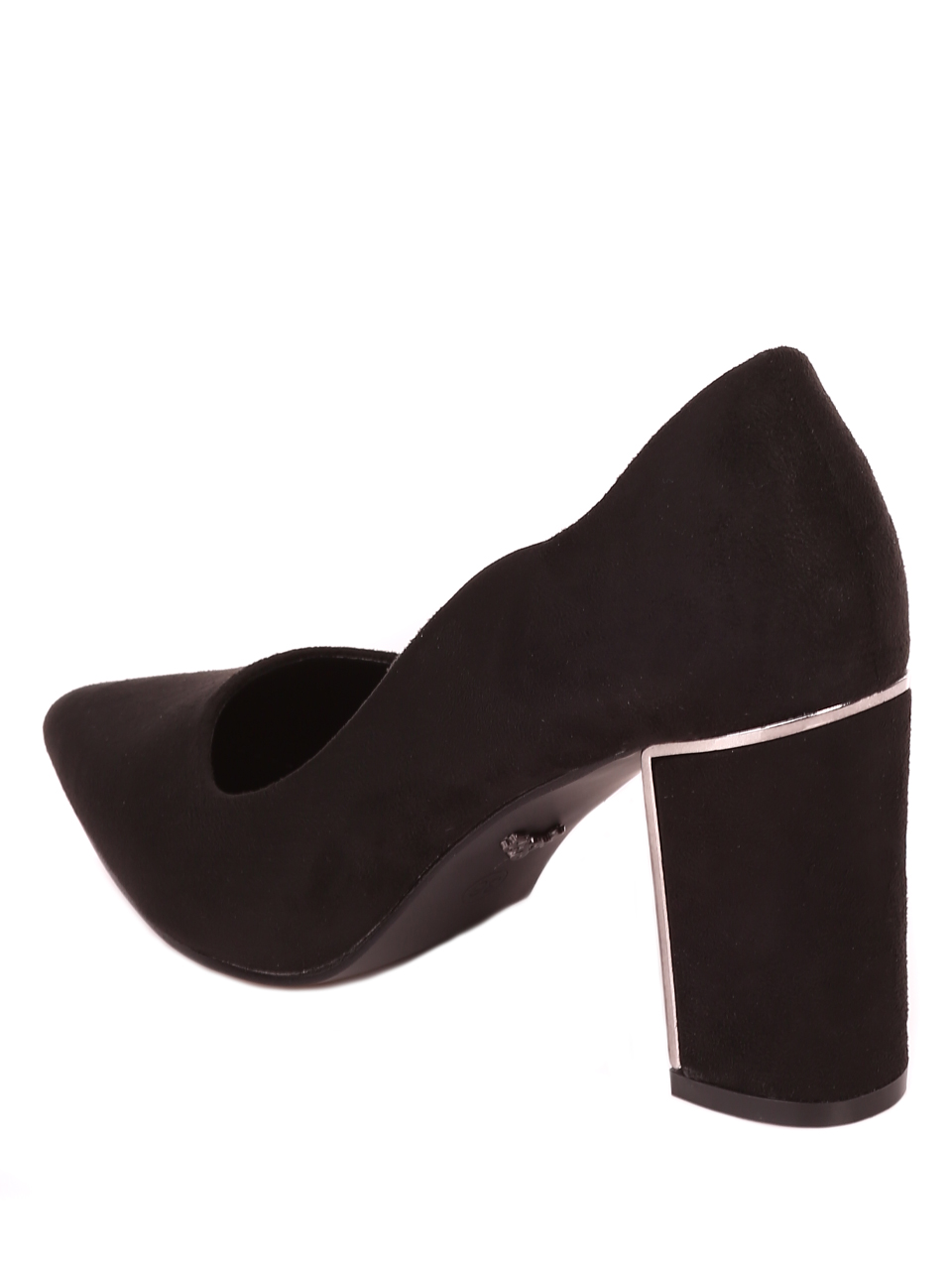 Елегантни дамски обувки на ток в черно 3M-22575 black microfiber