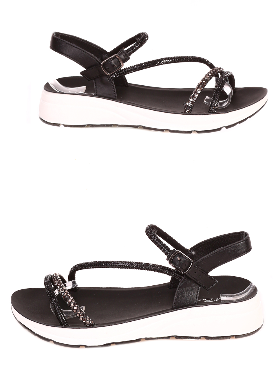 Ежедневни дамски сандали с декоративни камъни в черно 4F-23251 black