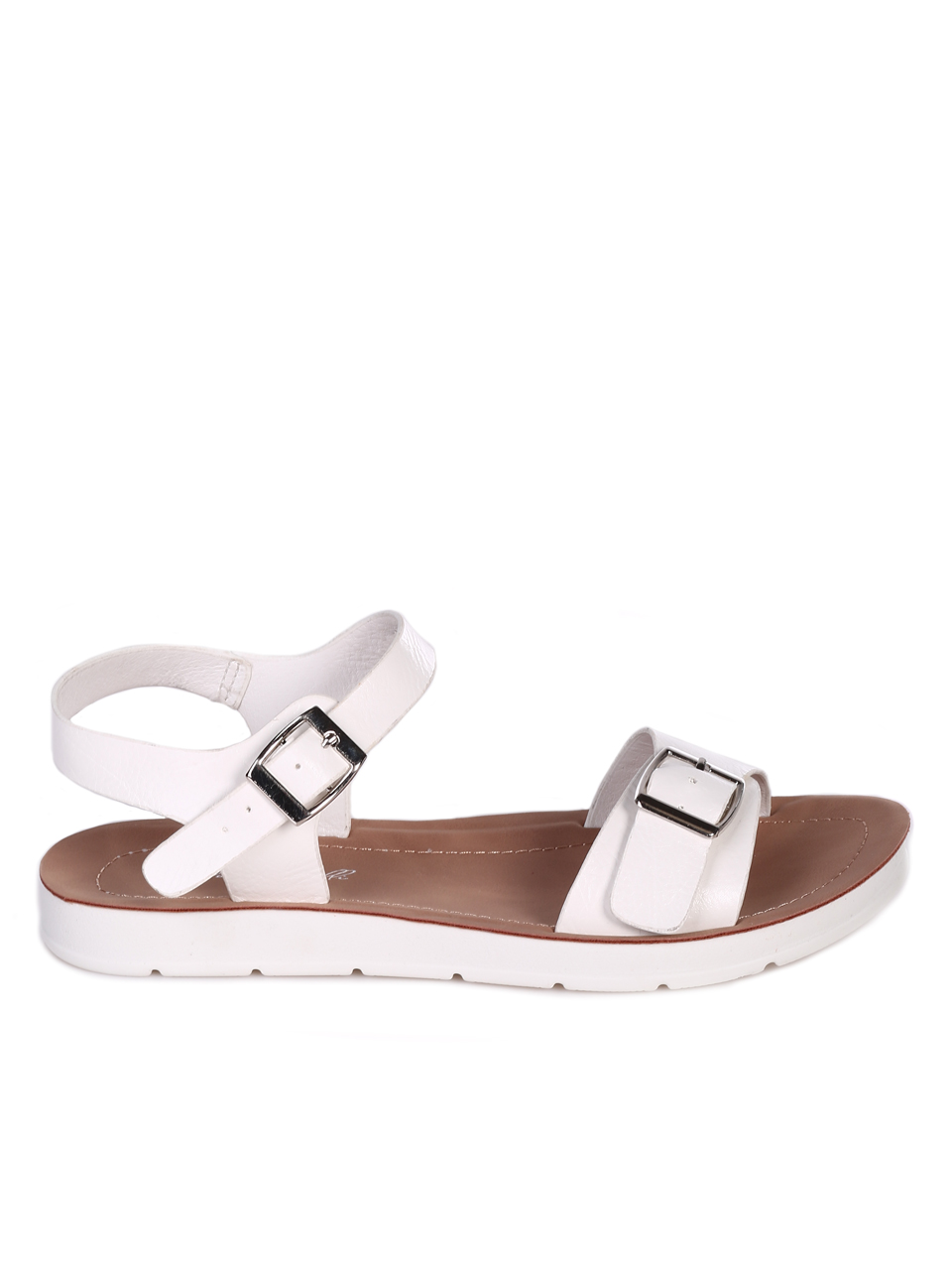 Ежедневни дамски равни сандали в бяло 4F-23262 white