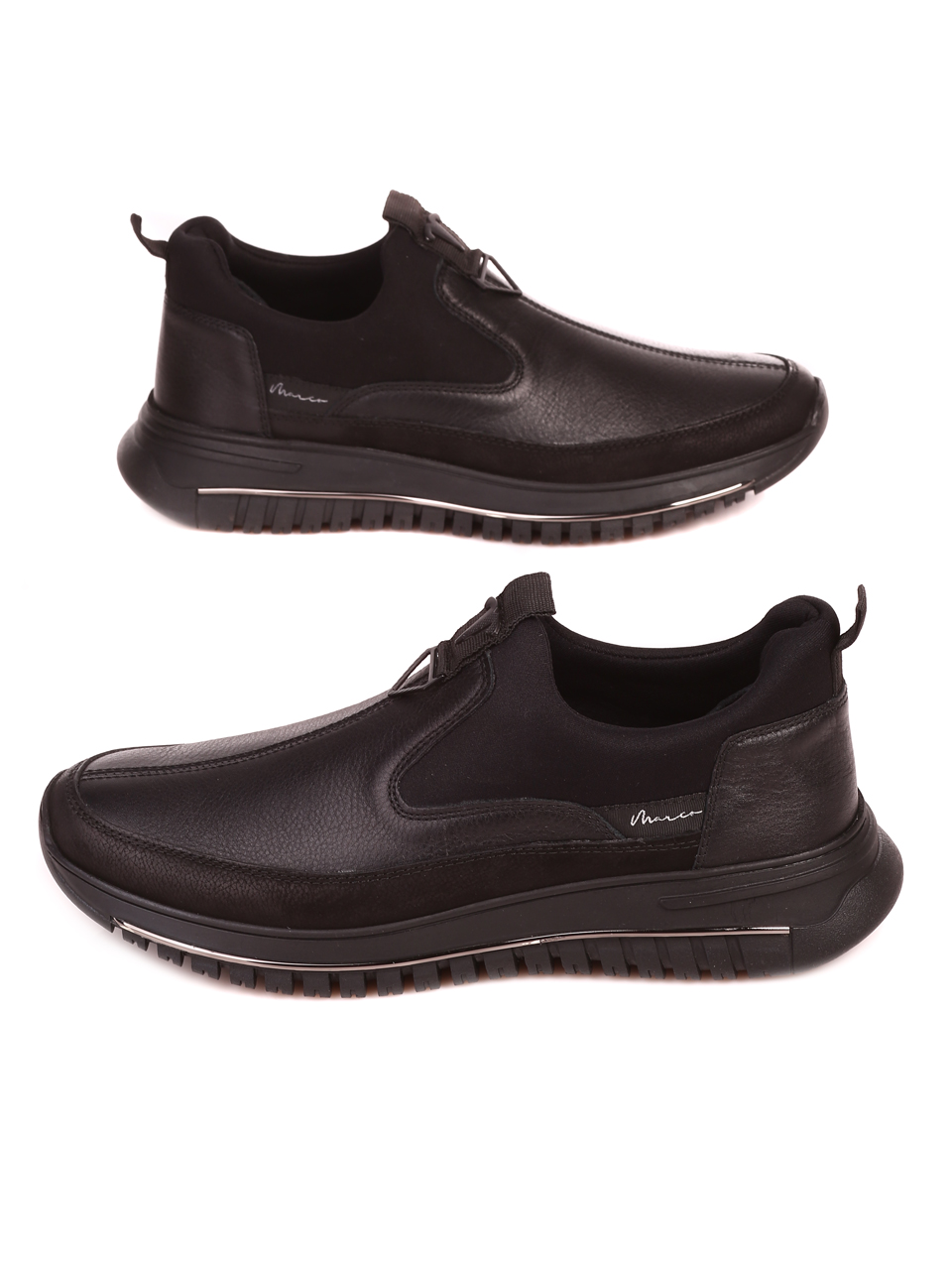 Мъжки обувки от естествена кожа и набук в черно 14086 black