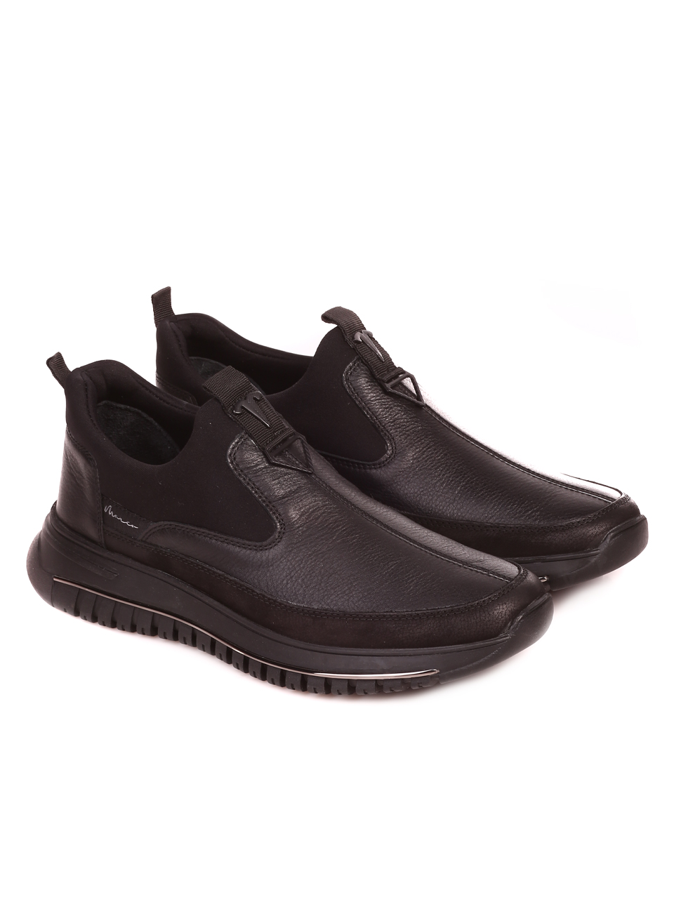 Мъжки обувки от естествена кожа и набук в черно 14086 black