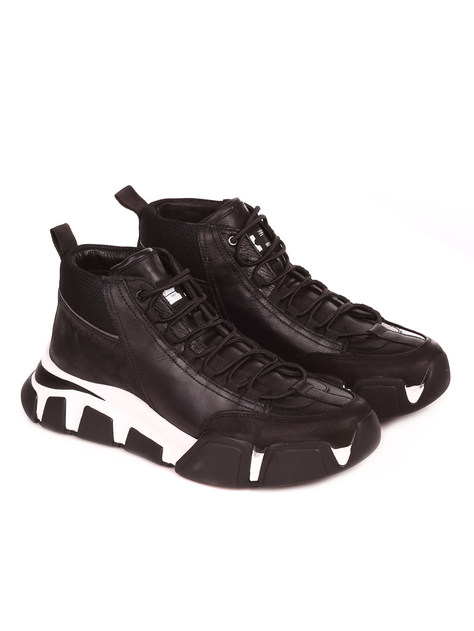 Eжедневни мъжки обувки от естествена кожа  в черно 16076 black