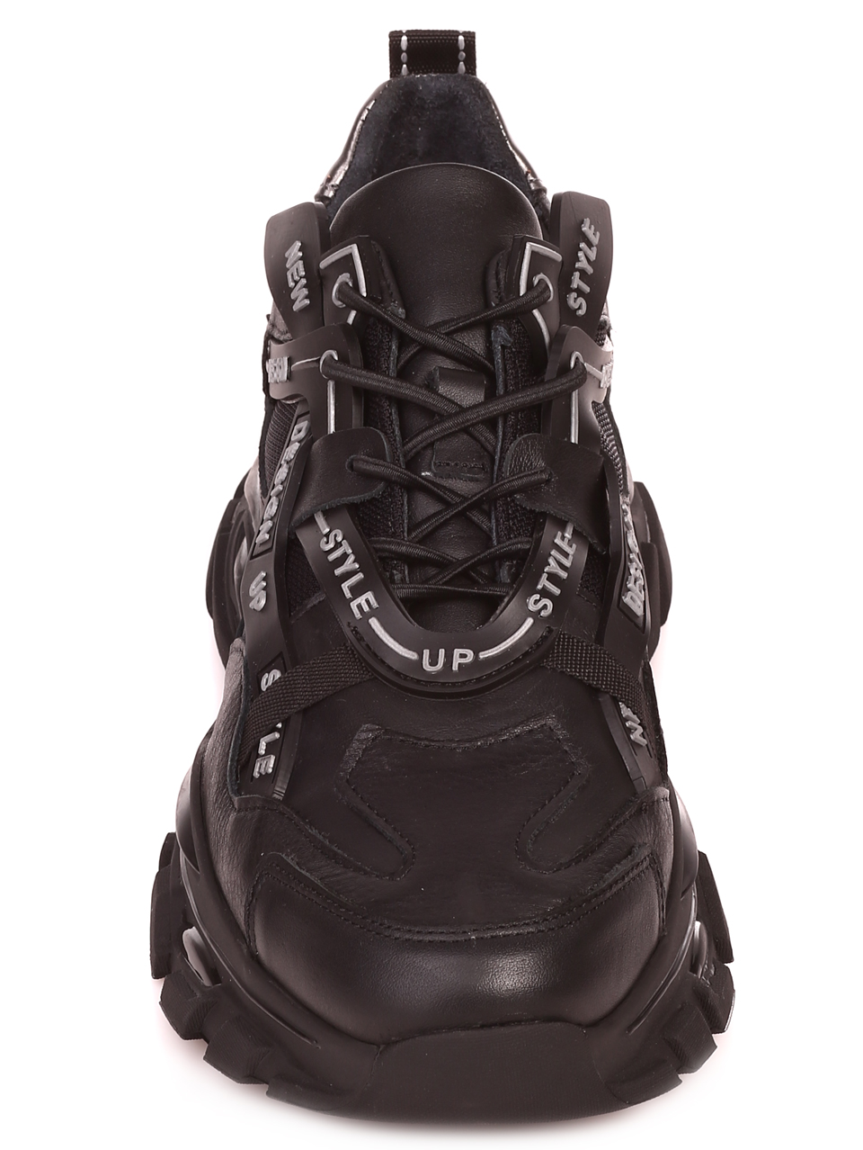 Мъжки обувки от естествена кожа и текстил в черно 16346 black