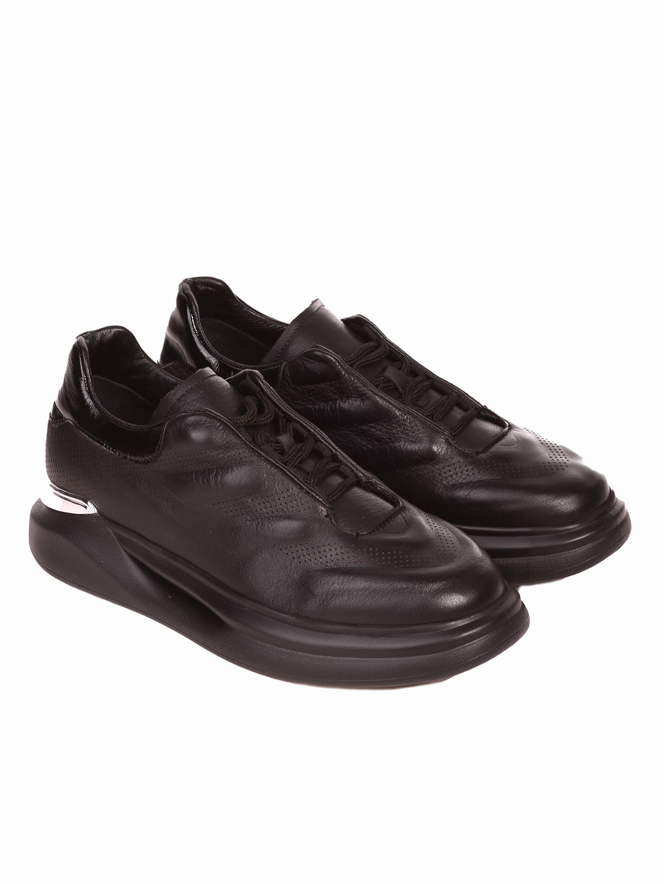 Мъжки обувки от естествена кожа и лак в черно 17387 black