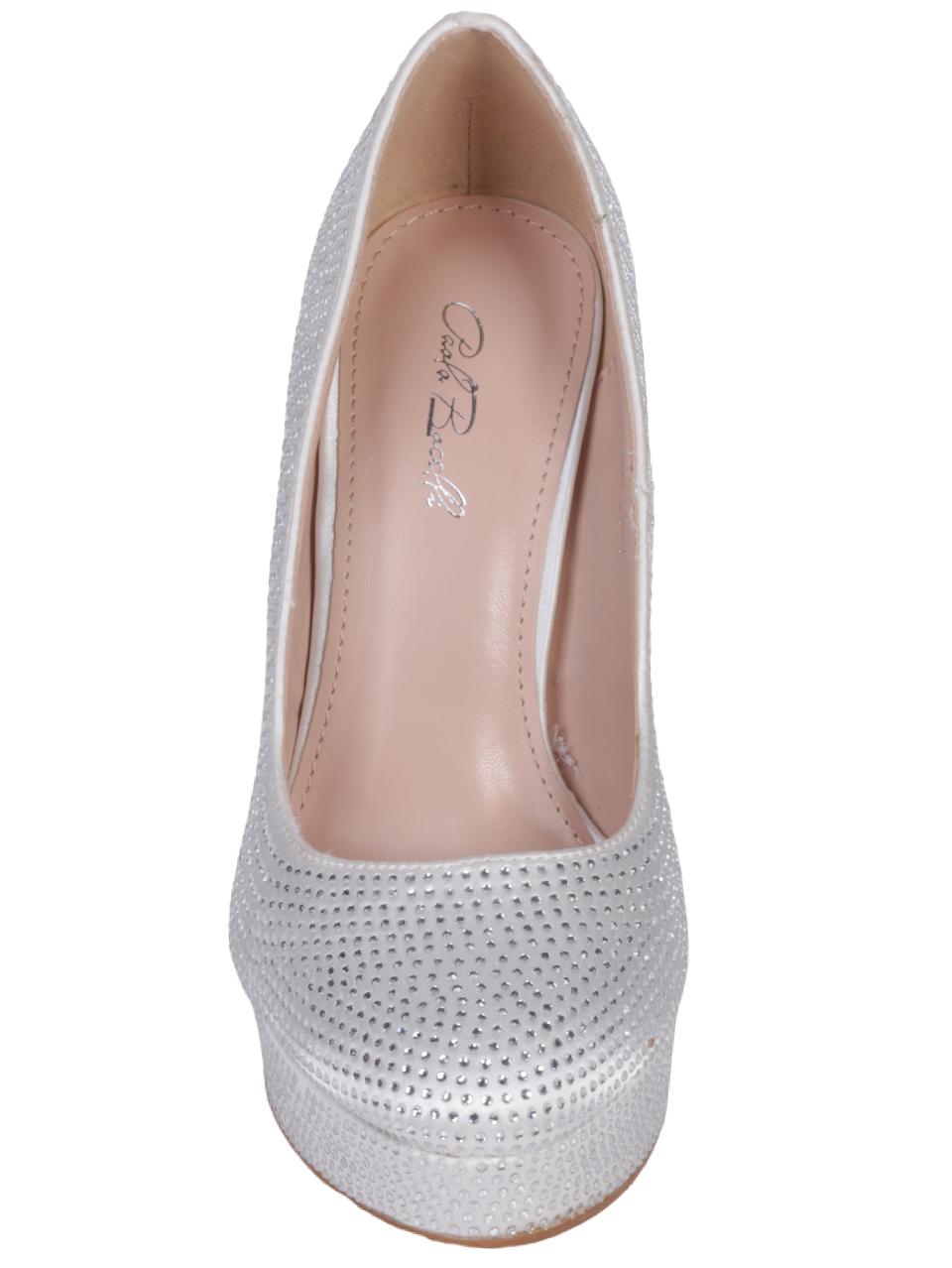 Елегантни дамски обувки с декоративни камъни в бяло 3M-23530 white