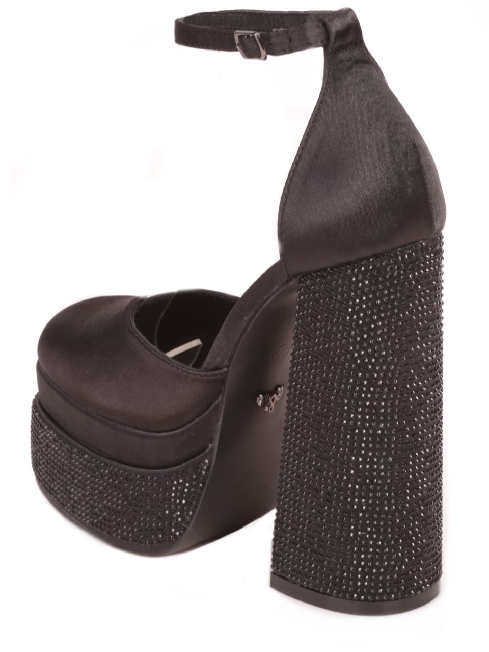 Елегантни дамски обувки с декоративни камъни в черно 3M-23524 black 