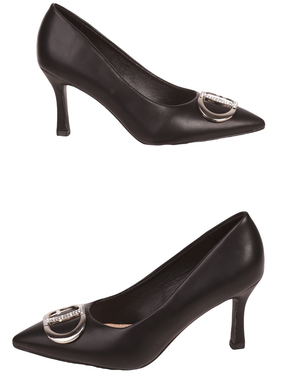 Дамски обувки на ток в черно  3M-23528 black 