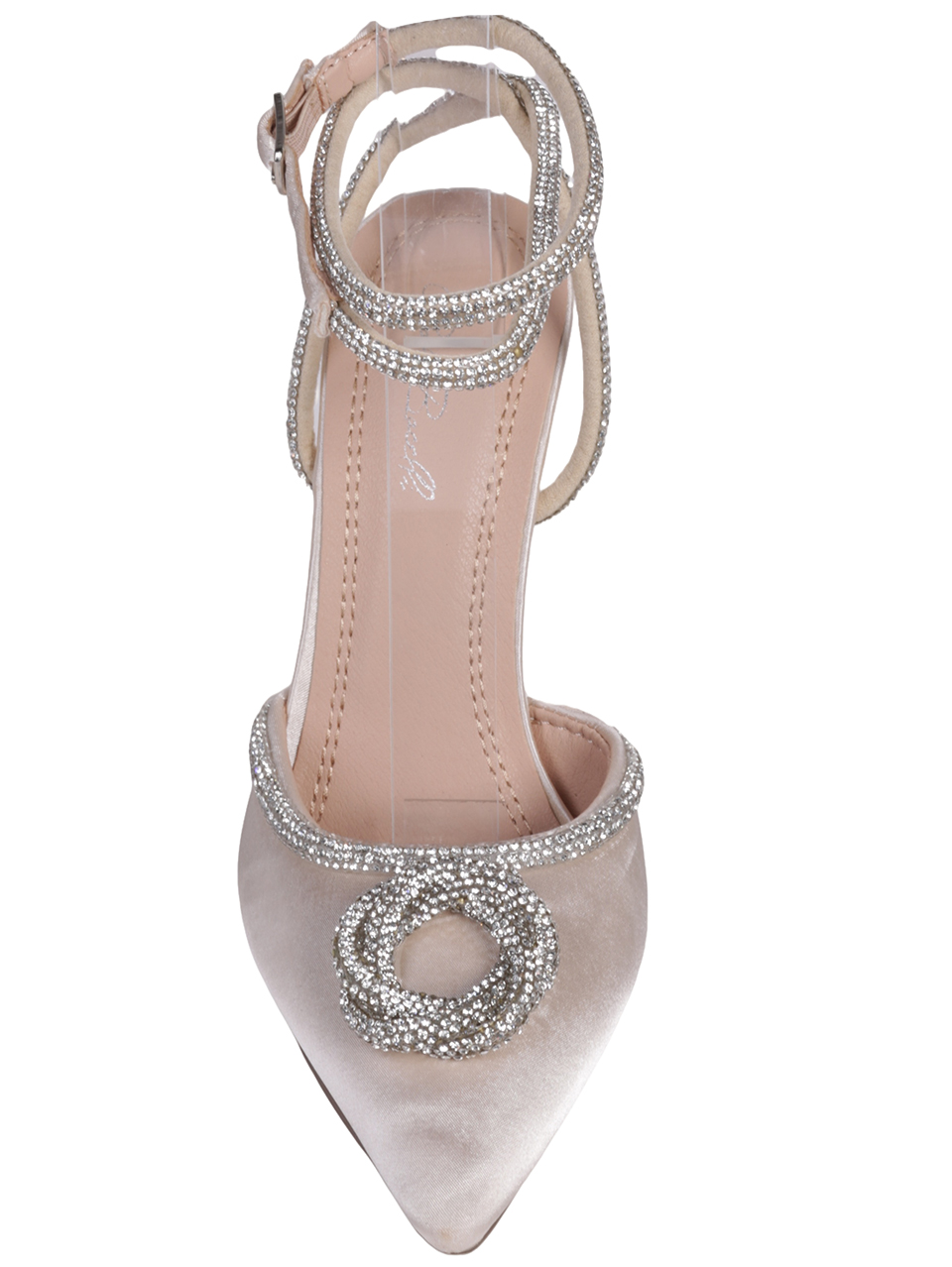 Елегантни дамски обувки на ток в цвят шампанско 3M-23529 champagne
