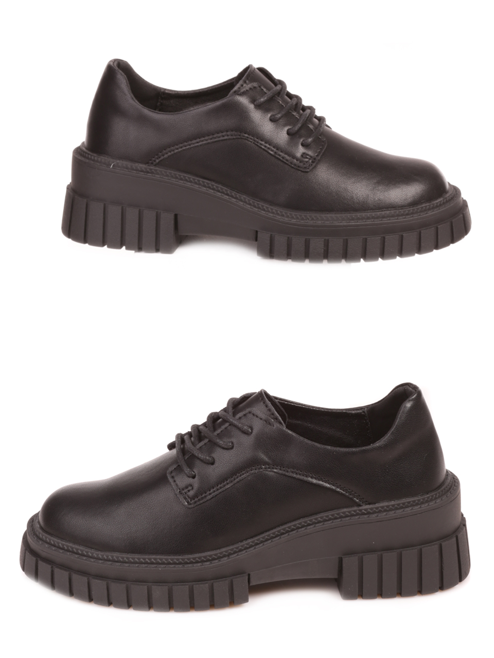 Ежедневни дамски обувки от естествена кожа в черно 3AF-23540 black