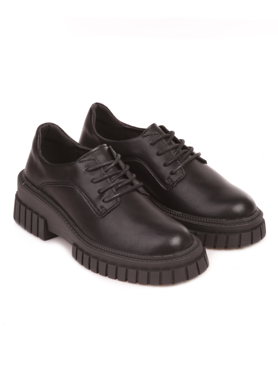 Ежедневни дамски обувки от естествена кожа в черно 3AF-23540 black
