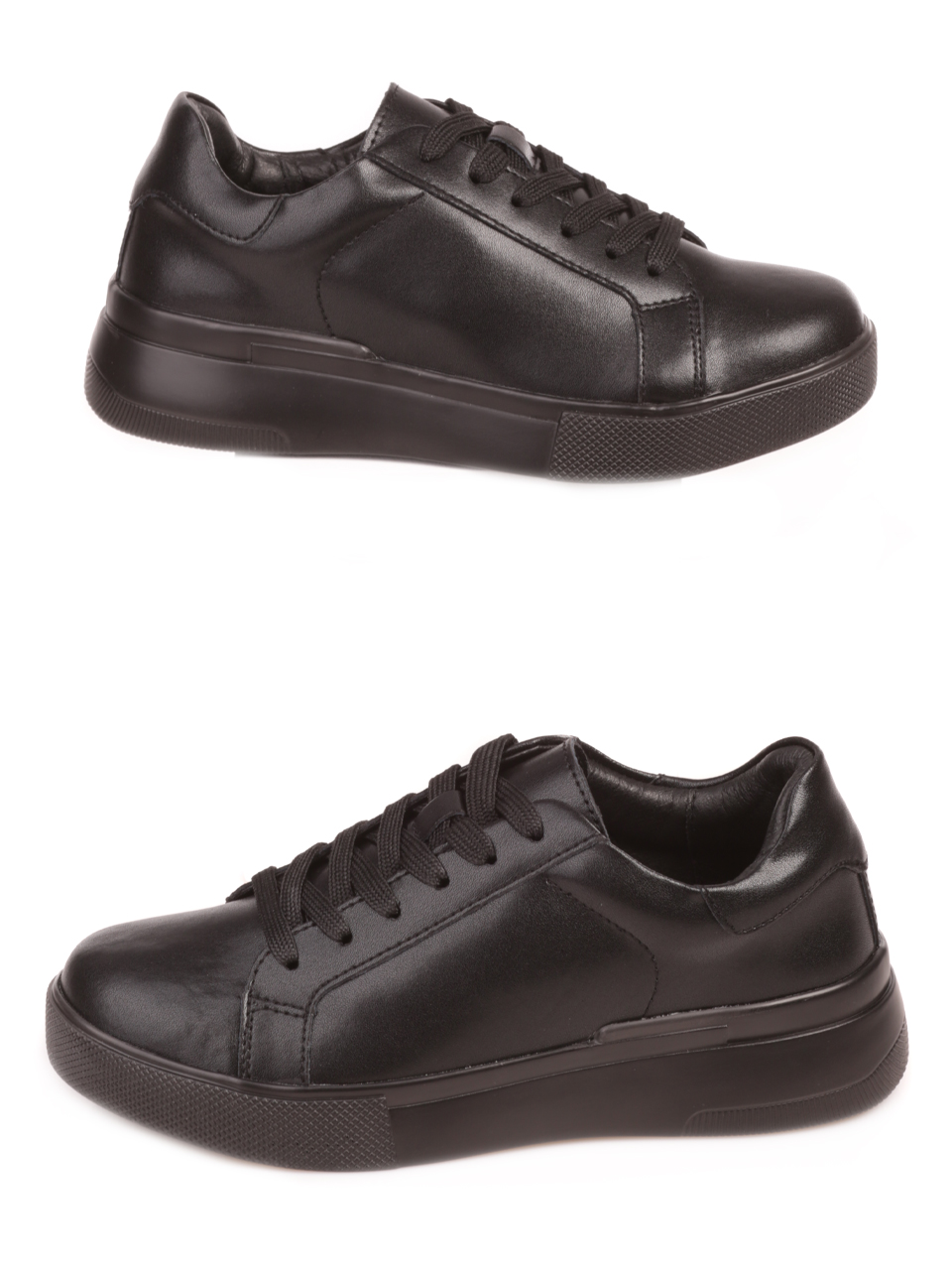 Ежедневни равни дамски обувки от естествена кожа в черно 3AF-23545 black