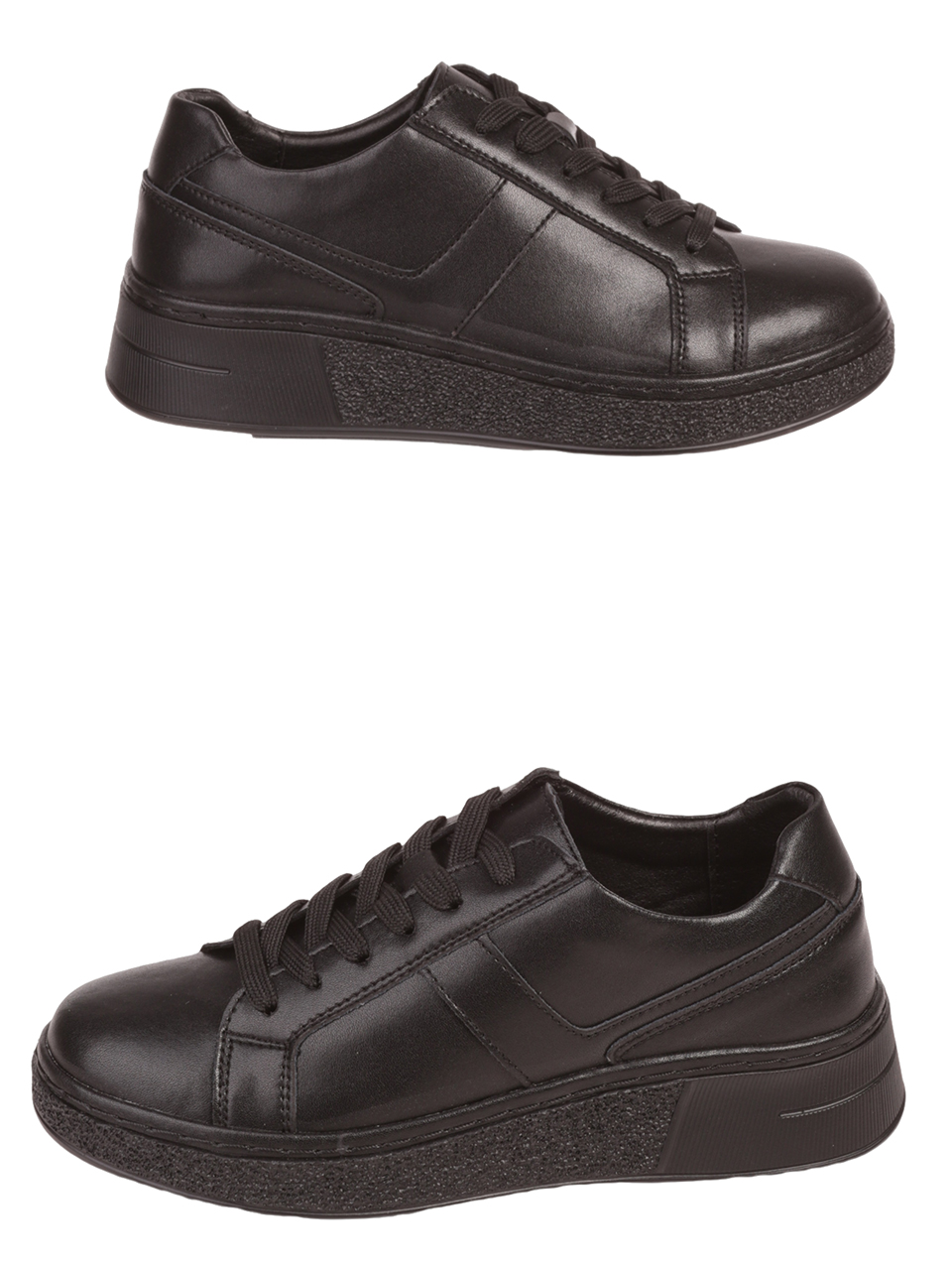 Ежедневни дамски обувки от естествена кожа в черно 3AF-23681 black