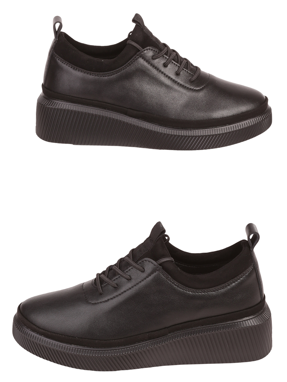 Ежедневни дамски обувки от естествена кожа в черно 3AF-23634 black
