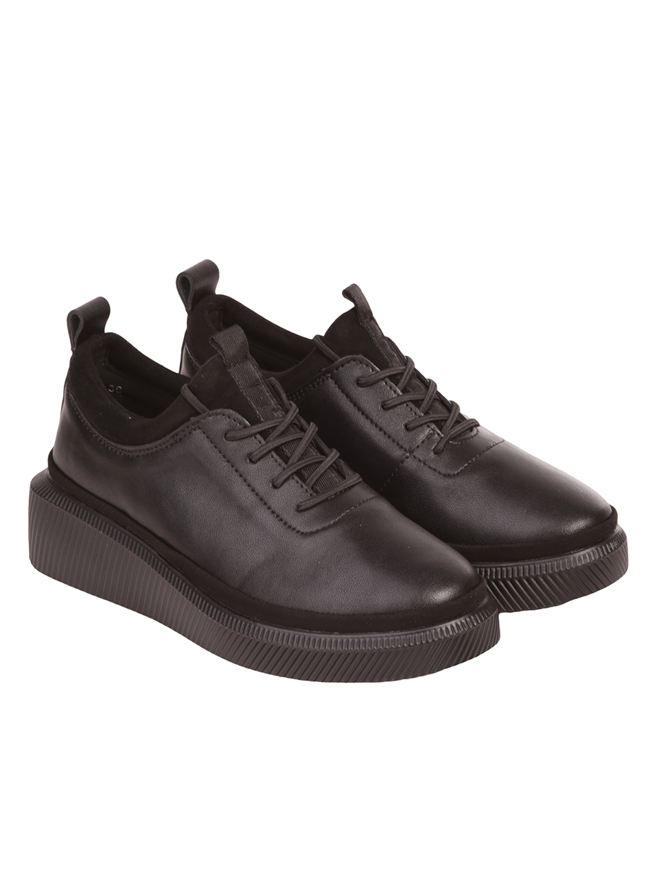 Ежедневни дамски обувки от естествена кожа в черно 3AF-23634 black