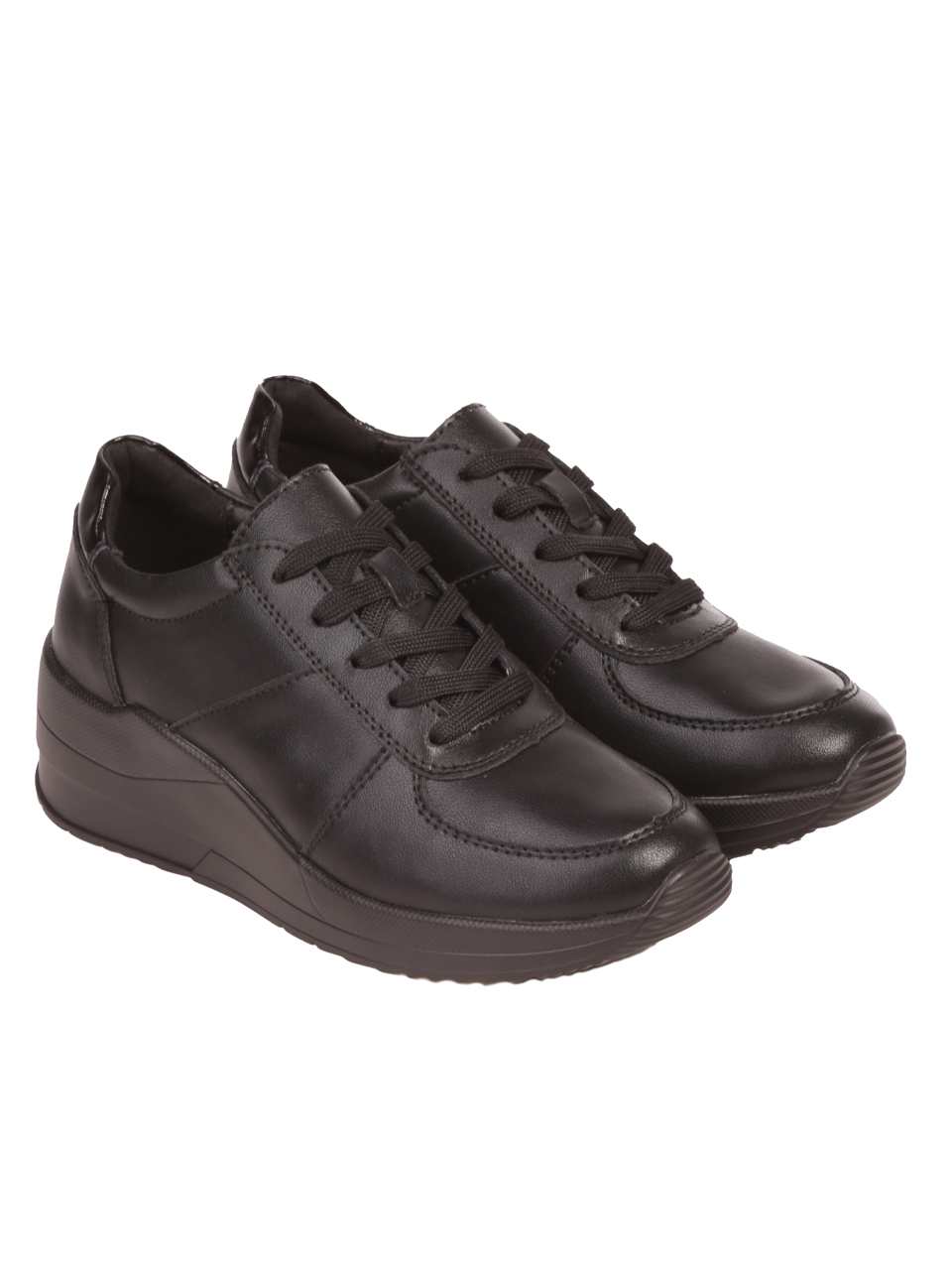 Ежедневни дамски обувки от естествена кожа в черно 3AF-23650 black