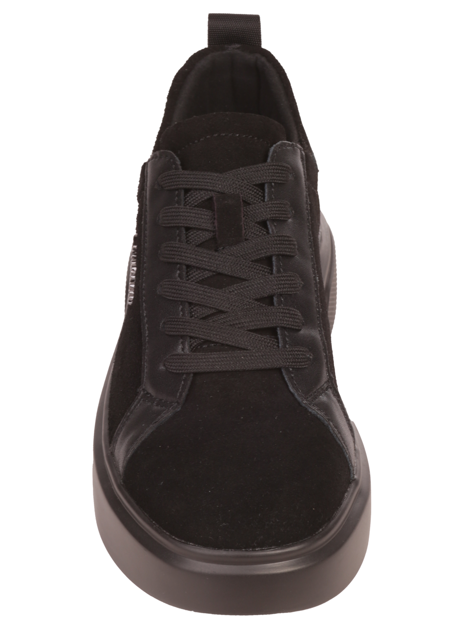 Ежедневни дамски обувки от набук и естествена кожа в черно 3AF-23652 black