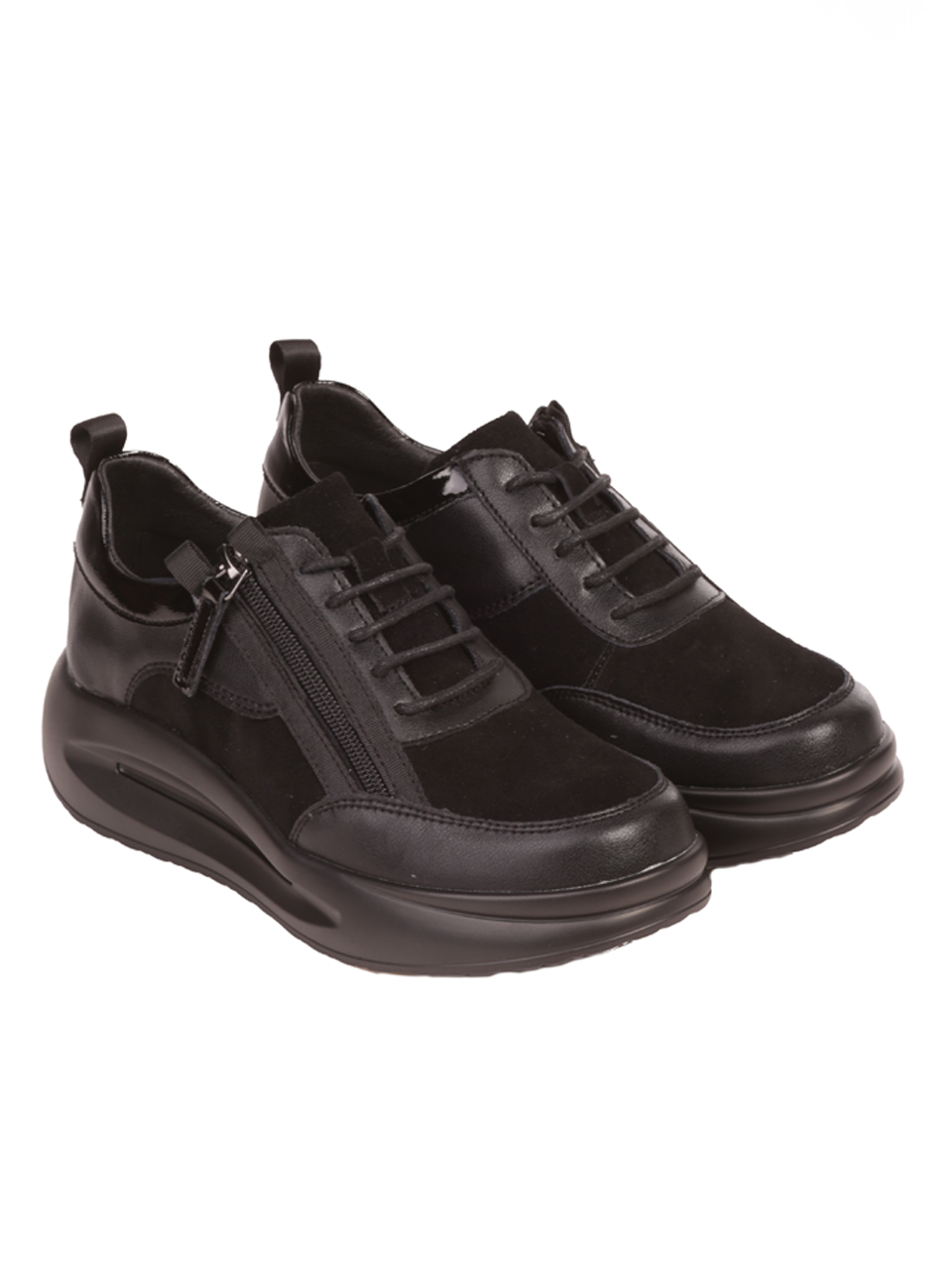 Ежедневни дамски обувки от естествена кожа в черно 3AF-23655 black