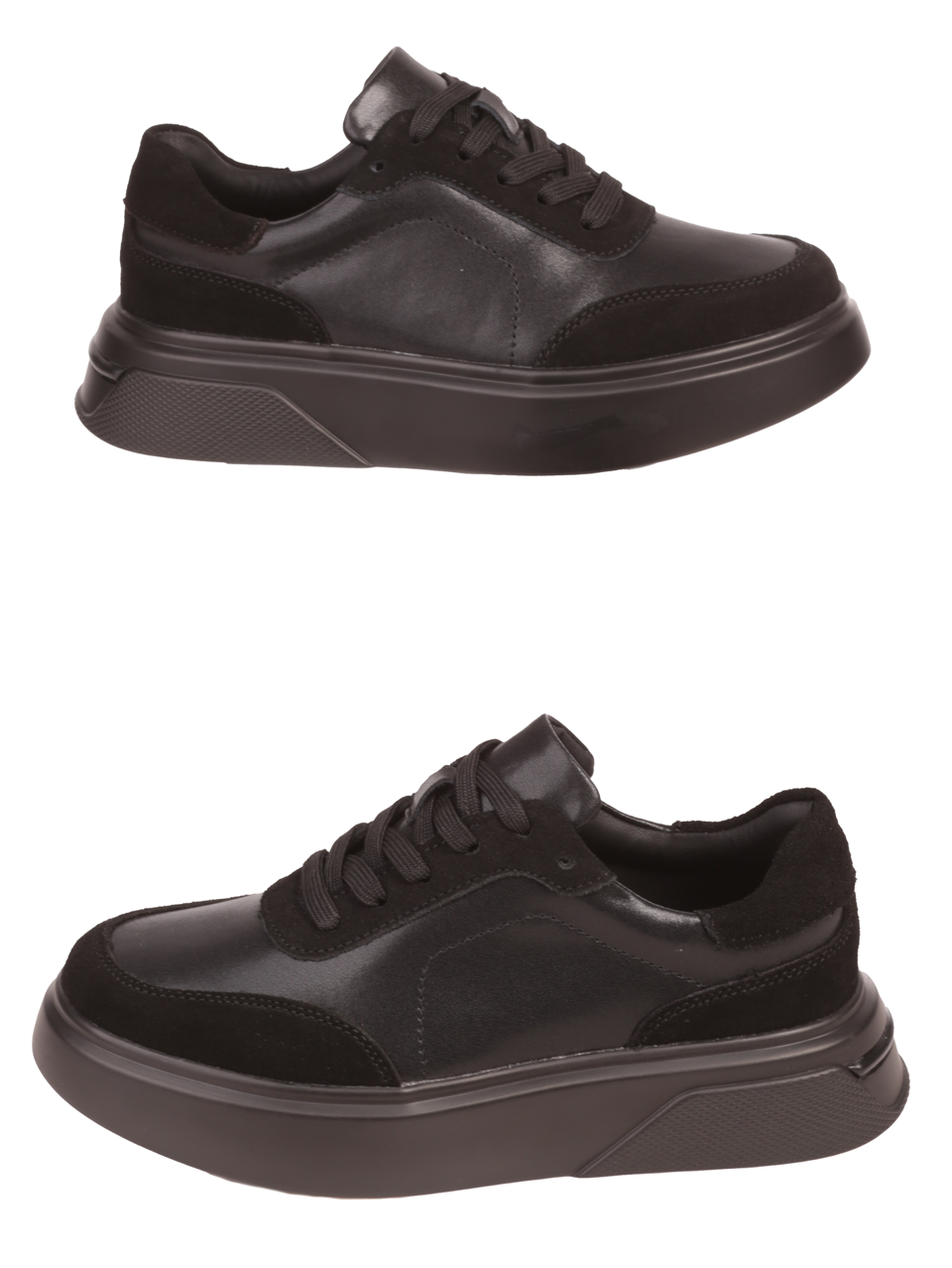 Ежедневни дамски обувки от естествена кожа и набук в черно 3AF-23685 black