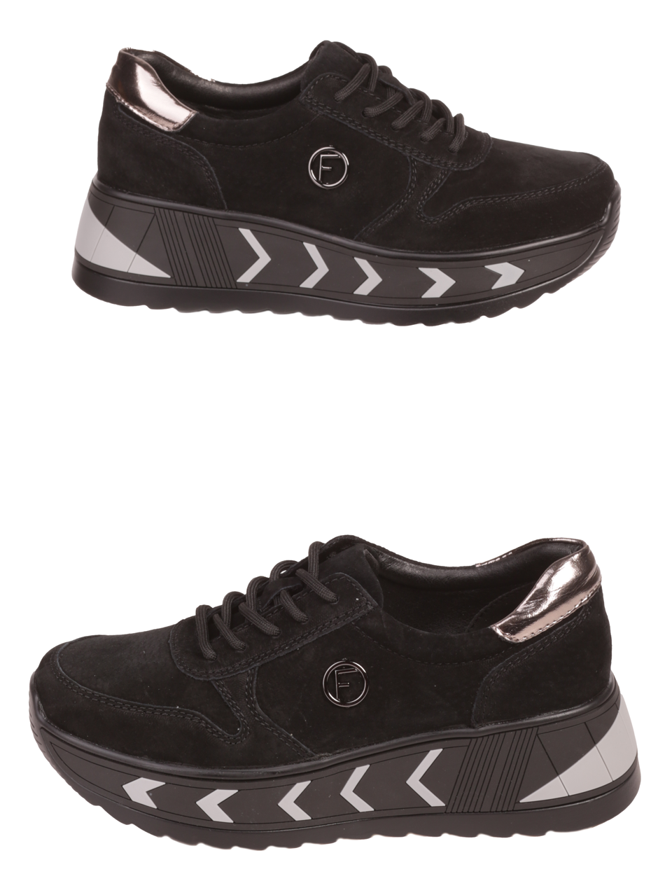Ежедневни дамски обувки от набук и естествена кожа в черно 3AF-23687 black