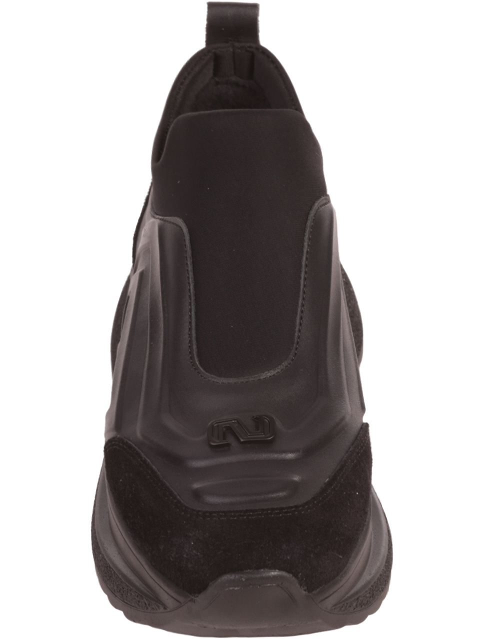 Дамски обувки от естествена кожа и велур в черно 3AT-23718 black