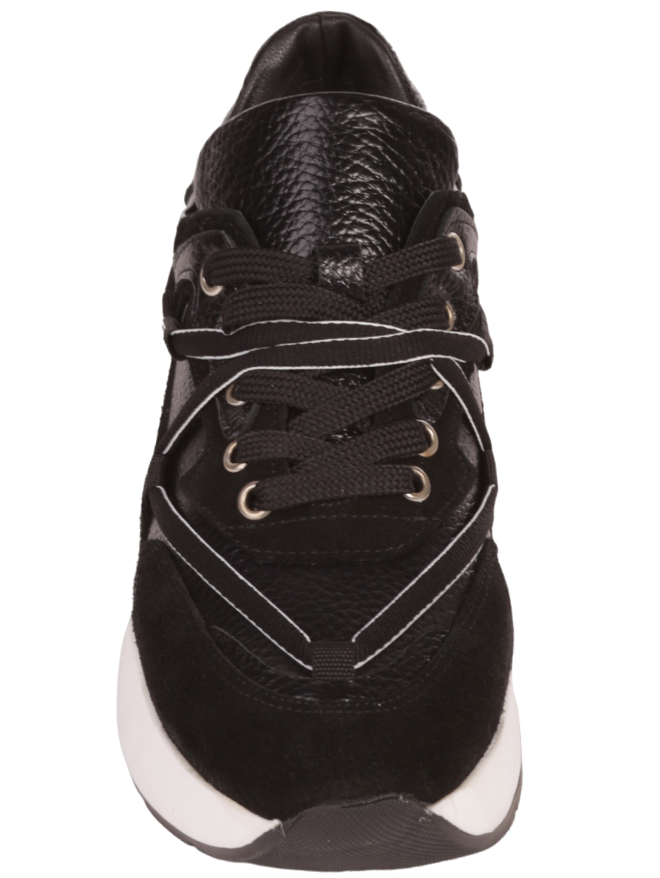 Дамски обувки от естествена кожа и велур в черно 3AT-23719 black