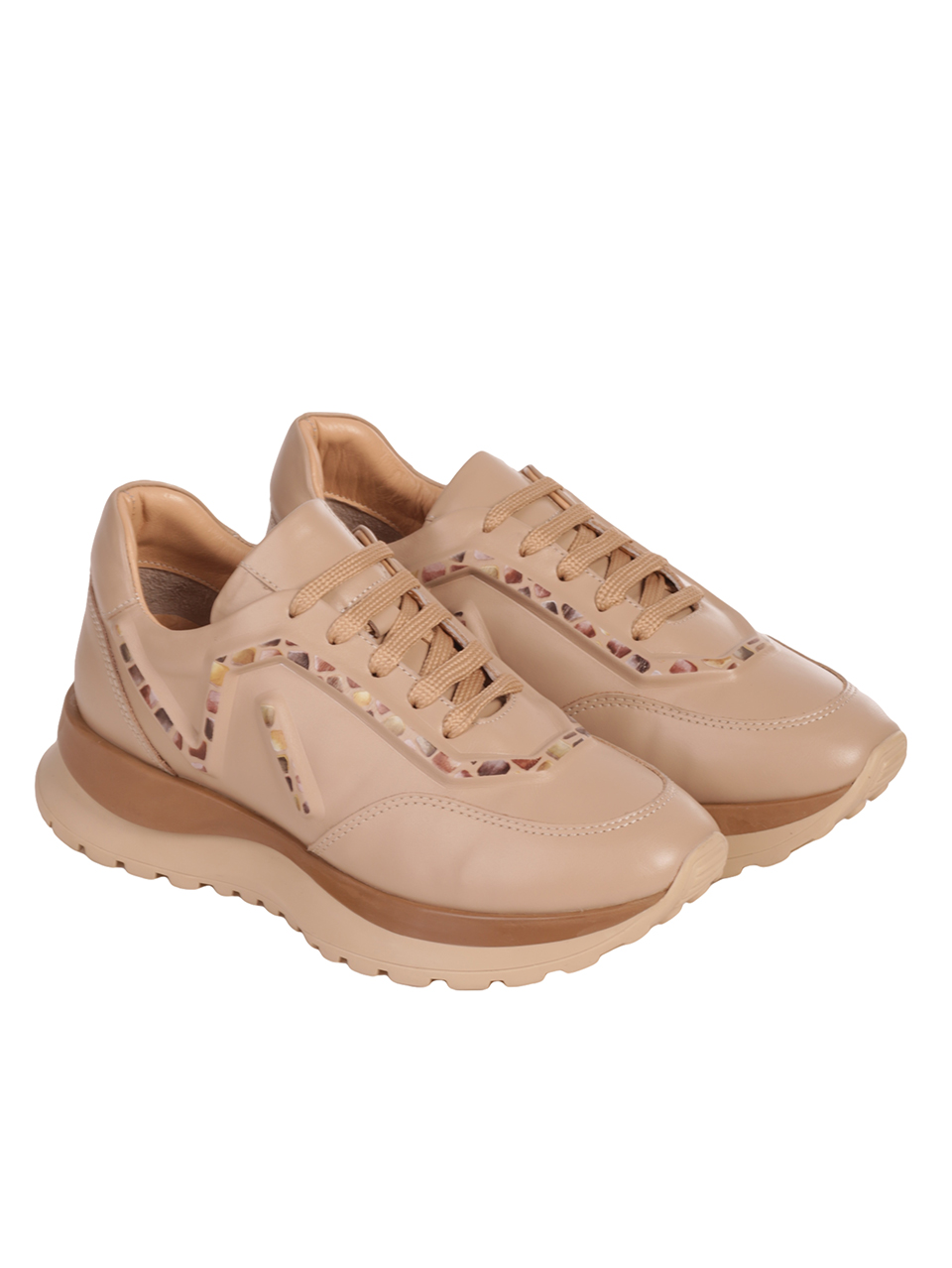 Дамски обувки от естествена кожа в бежово 3AT-23725 beige