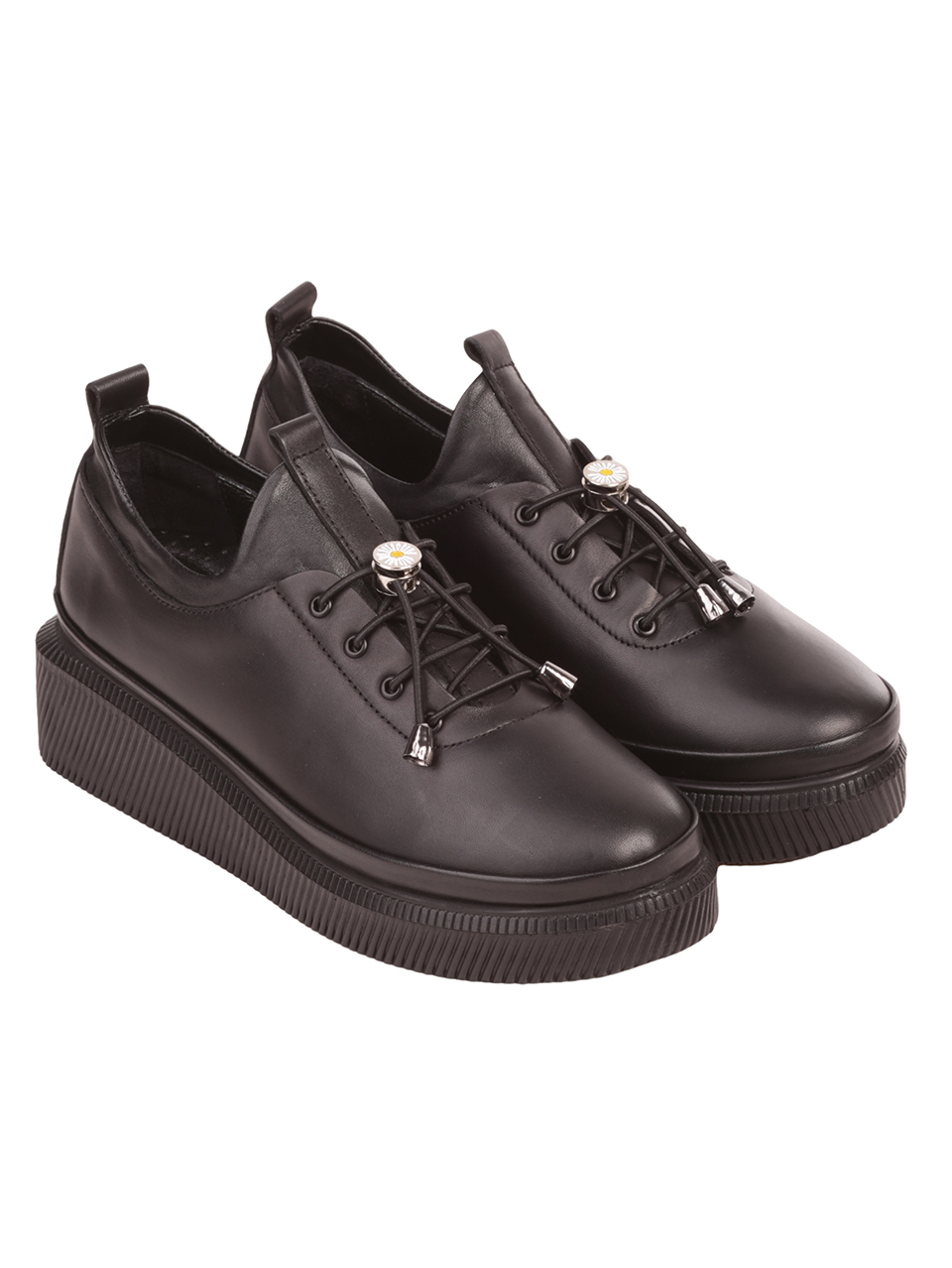 Ежедневни дамски обувки на платформа от естествена кожа 3AT-23274 black