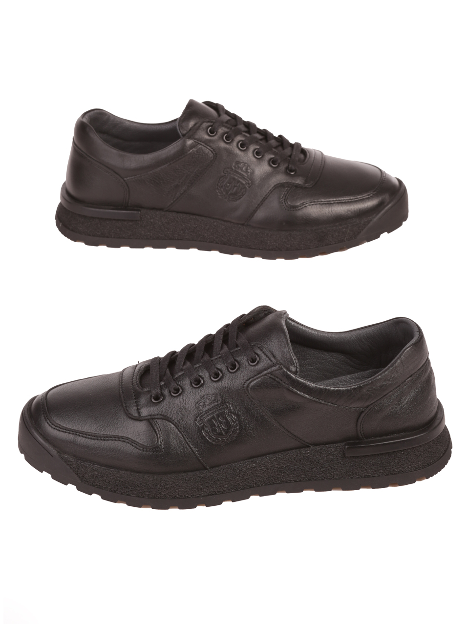 Eжедневни мъжки обувки от естествена кожа в черно 7AT-23731 black