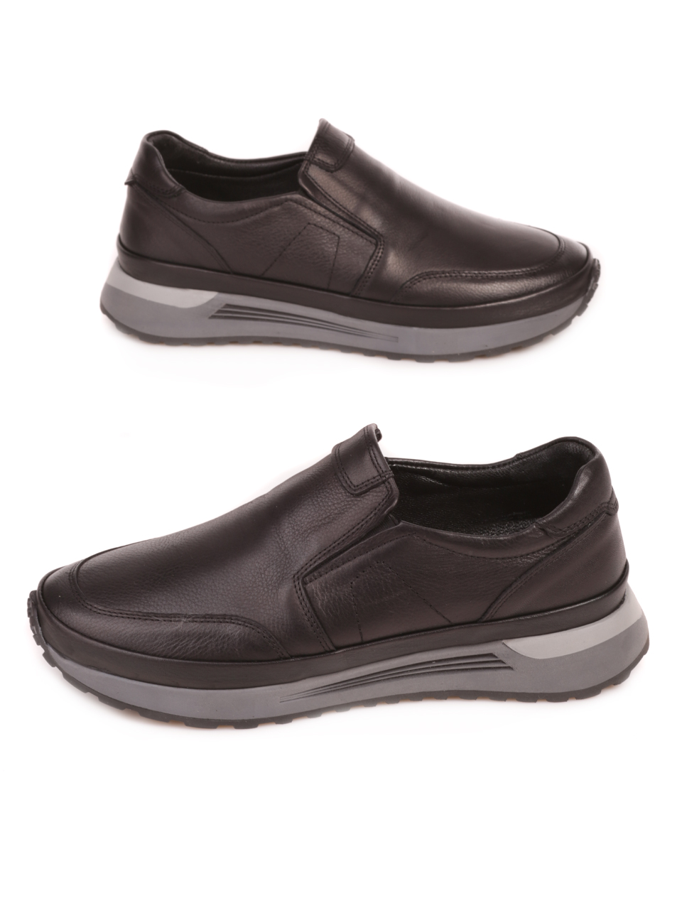 Ежедневни мъжки обувки от естествена кожа в черно 7AT-23742 black