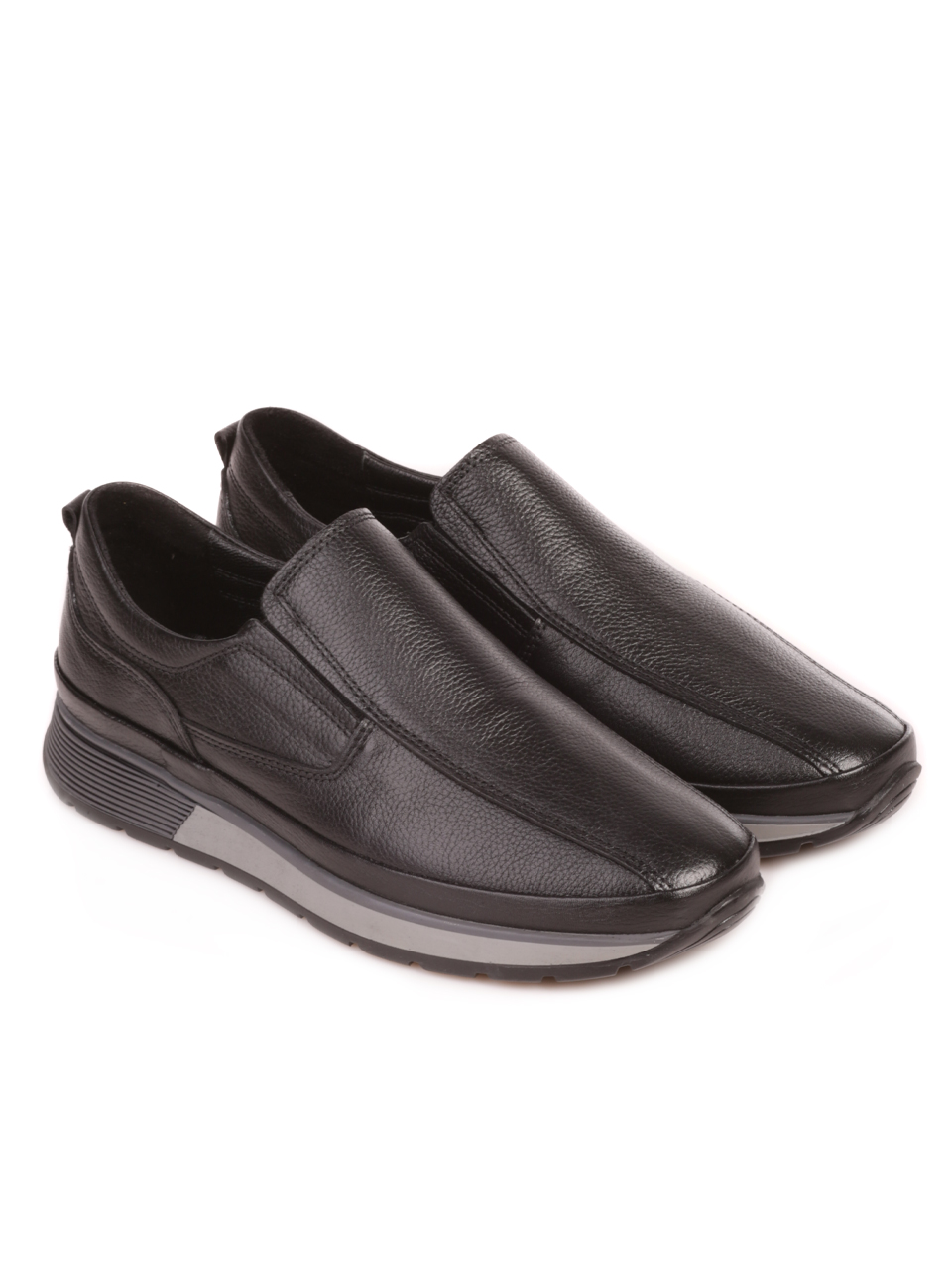 Ежедневни мъжки обувки от естествена кожа в черно 7AT-23743 black
