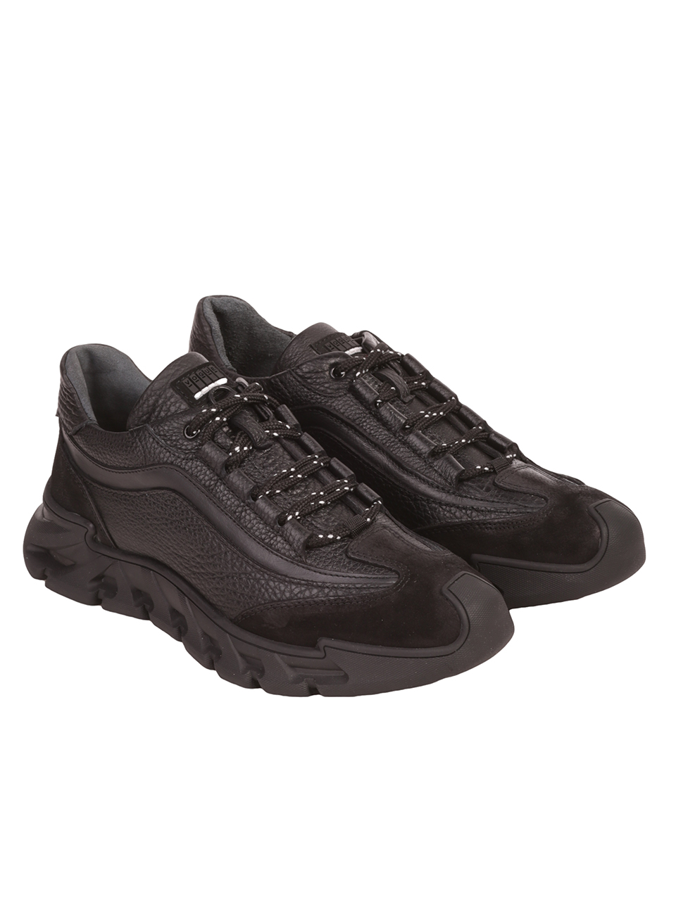 Eжедневни мъжки обувки от естествена кожа и велур в черно 18324 s-1 black