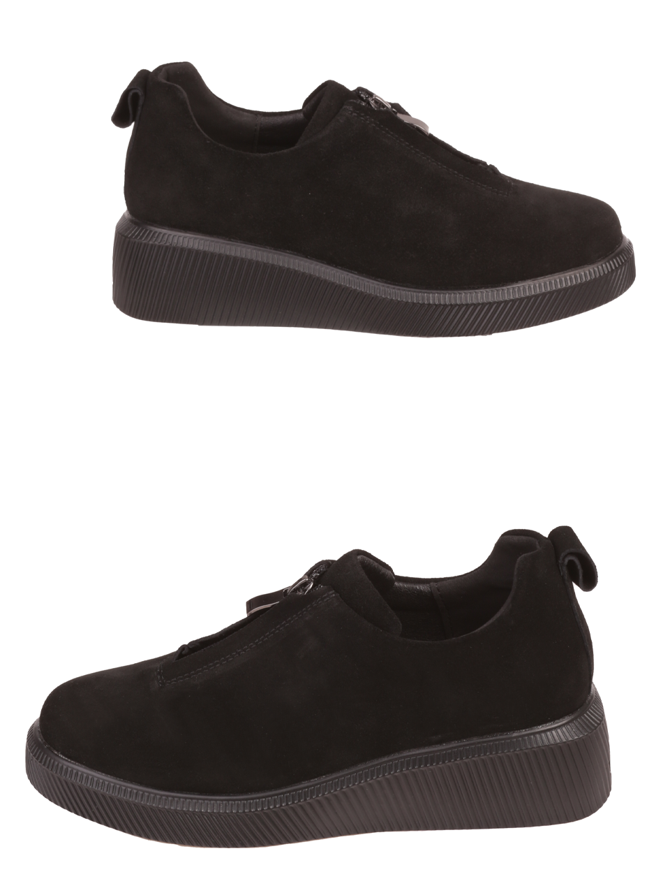 Ежедневни дамски обувки от велур в черно 3AF-23656 black