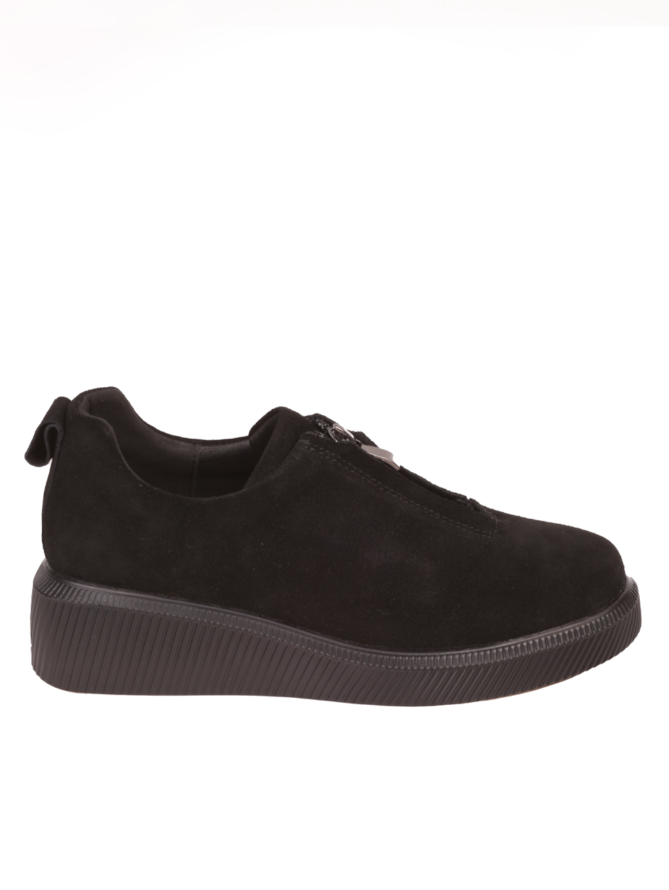 Ежедневни дамски обувки от велур в черно 3AF-23656 black