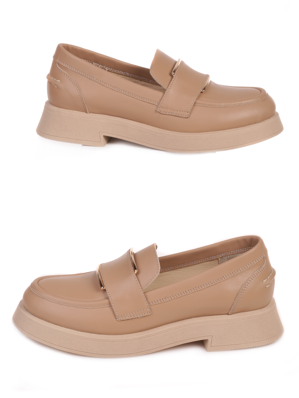 Дамски обувки от естествена кожа в бежово 3AT-23762 beige