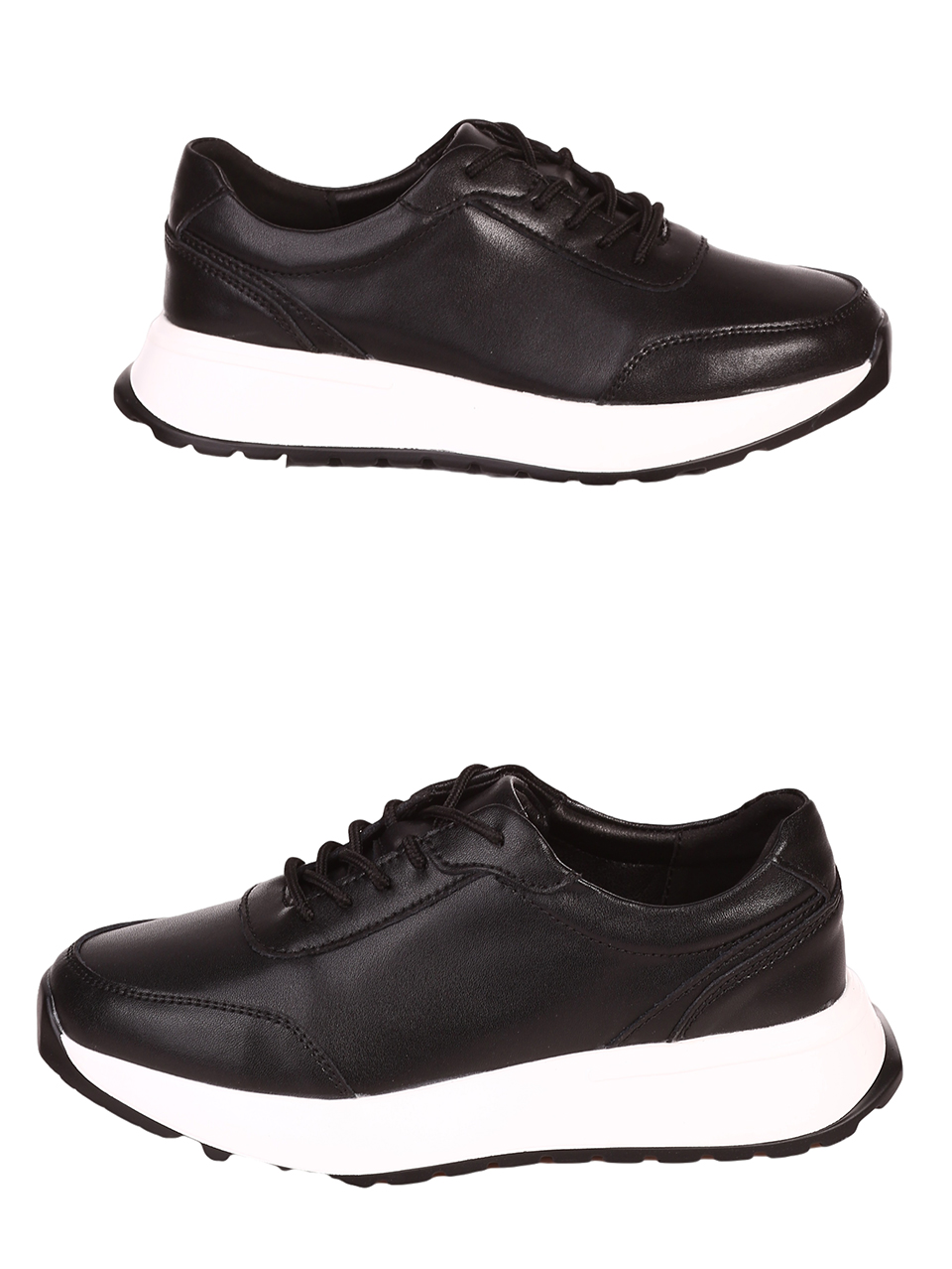 Ежедневни дамски обувки от естествена кожа в черно 3AF-23646 black