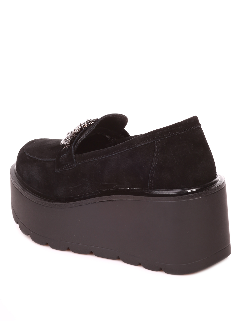 Ежедневни дамски олекотени обувки на платформа от велур 3AF-23659 black