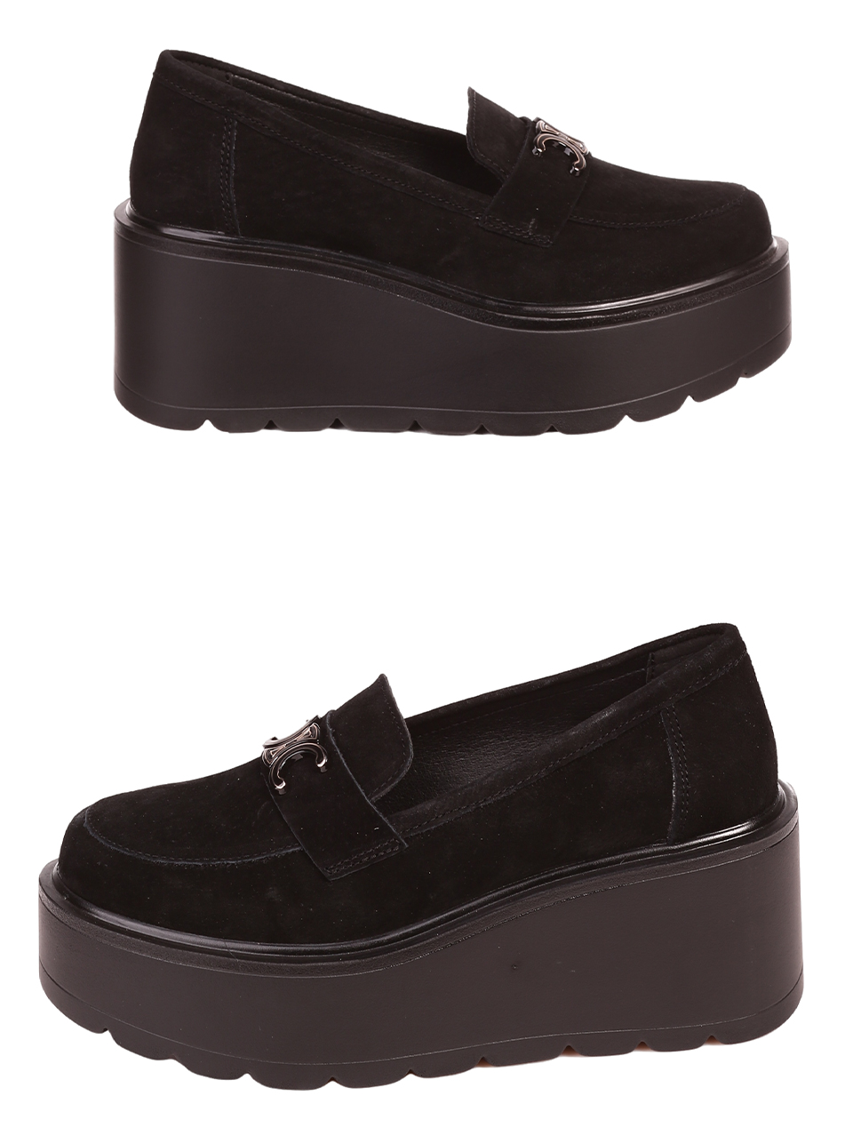 Ежедневни дамски олекотени обувки на платформа в черно 3AF-23684 black