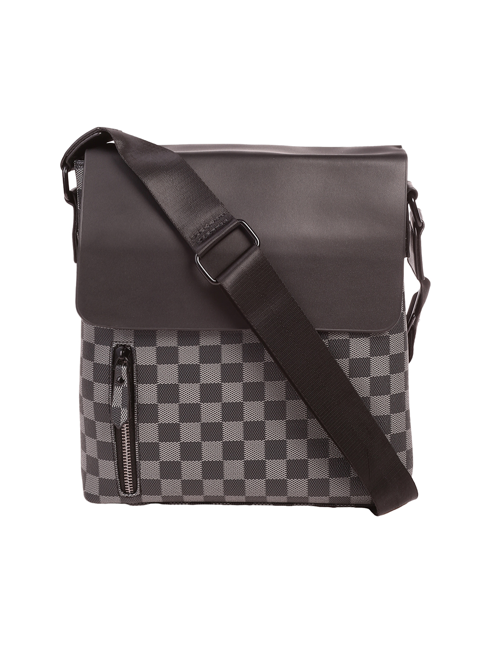 Чанта в черно и сиво с шахматна шарка 9AT-153-029 black square