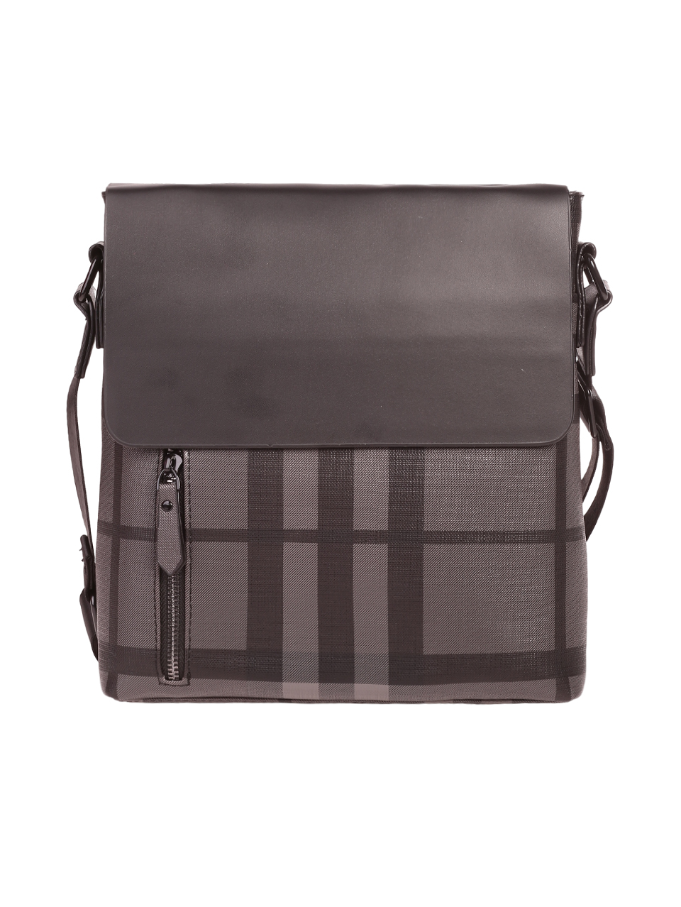 Чанта в черно и сиво с карирана шарка 9AT153-029 black ekose
