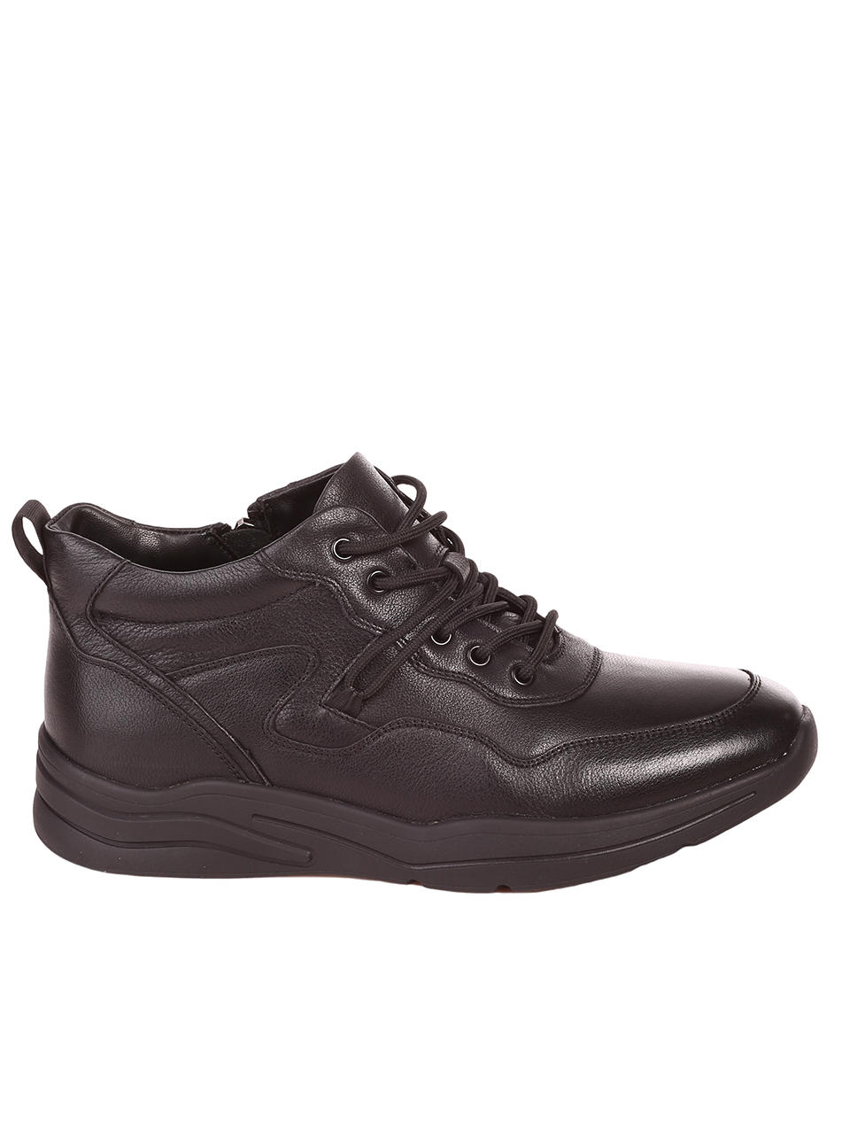 Ежедневни мъжки обувки от естествена кожа в черно 7I-23620 black