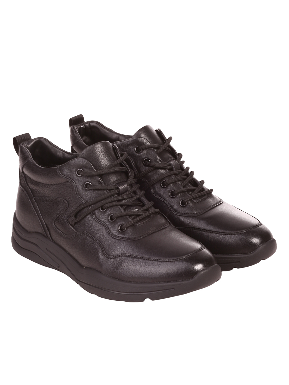 Ежедневни мъжки обувки от естествена кожа в черно 7I-23620 black