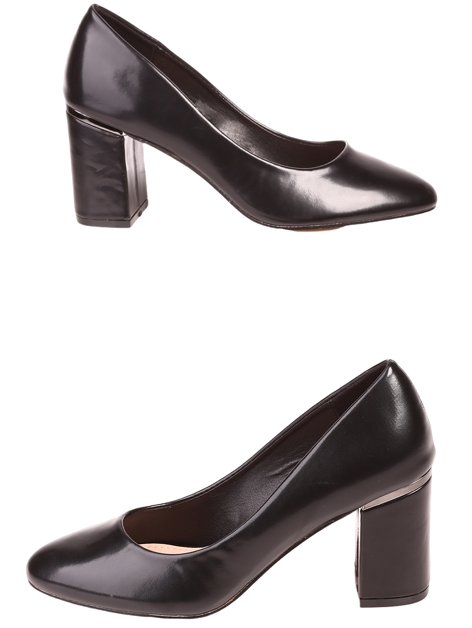 Елегантни дамски обувки на дебел ток в черно 3M-23586 black